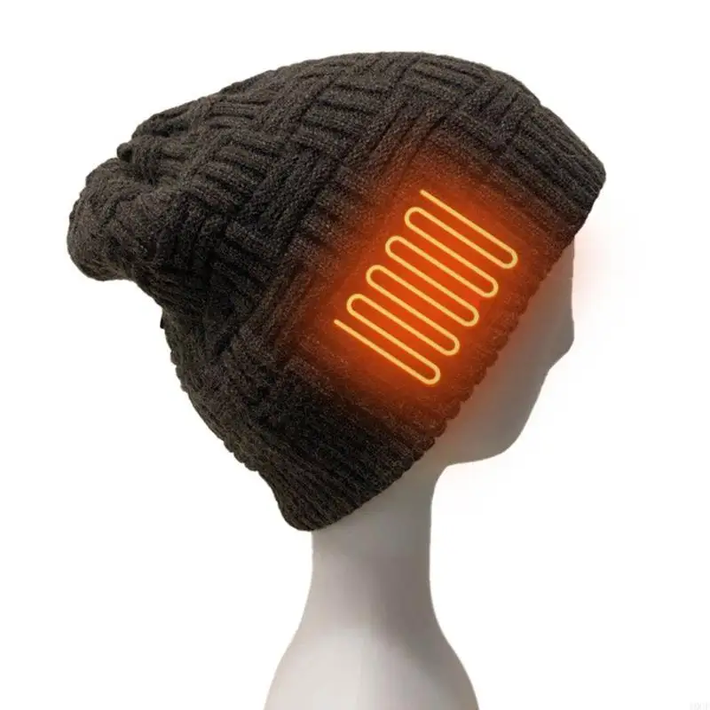 الرجال النساء قابلة للشحن الكهربائية الدافئة ساخنة قبعة الشتاء بطارية ساخنة الجمجمة قبعة قبعة ألياف الكربون التدفئة قبعة في #3