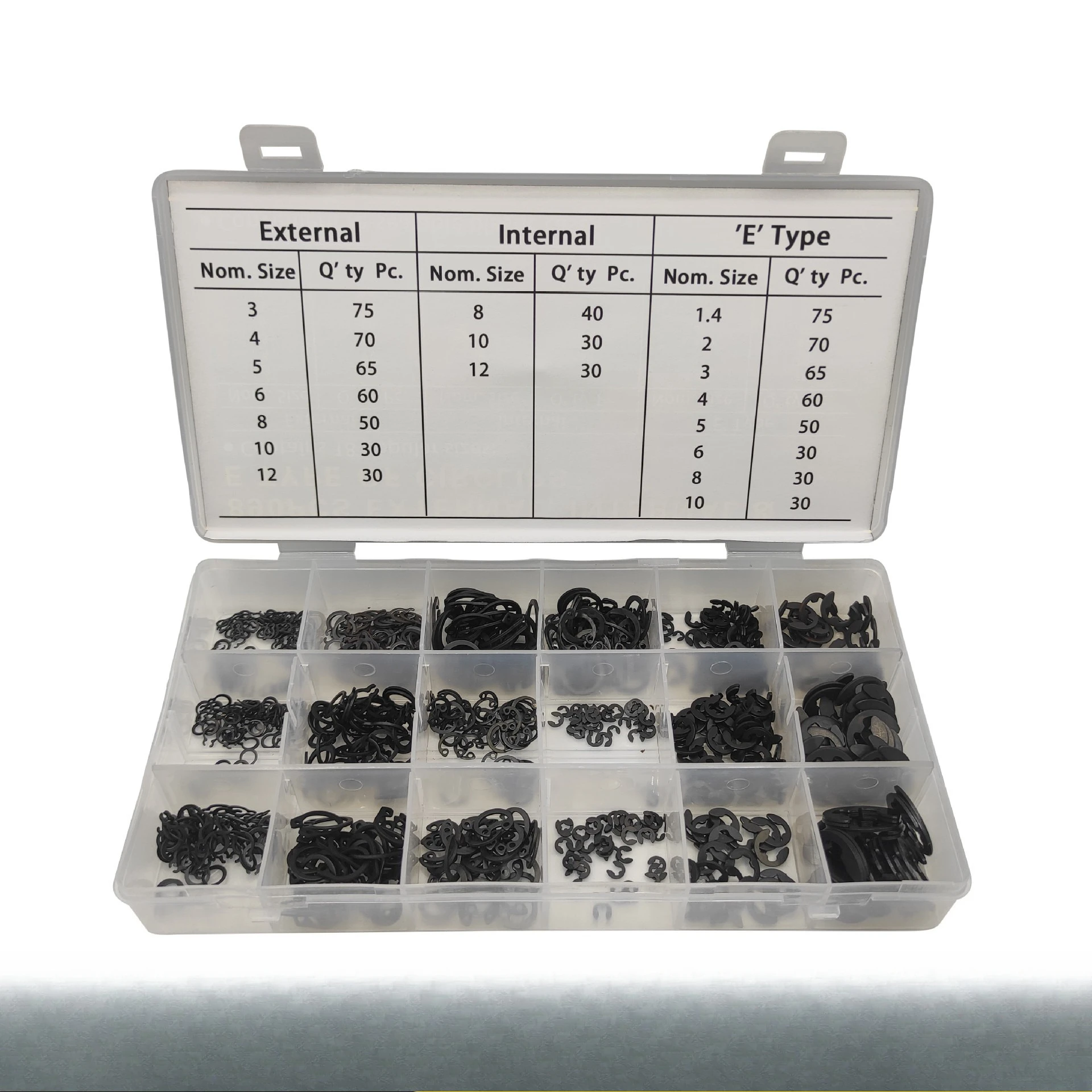 Shaft hole with C-type E-type retaining ring set, 890pcs card spring set