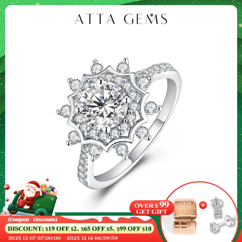 

ATTAGEMS Moissanite Diamond Round cut 6.5mm 925 Sterling Silver Ring Rhodium Plated Jewelry Wedding Rings Woman Trends 2022