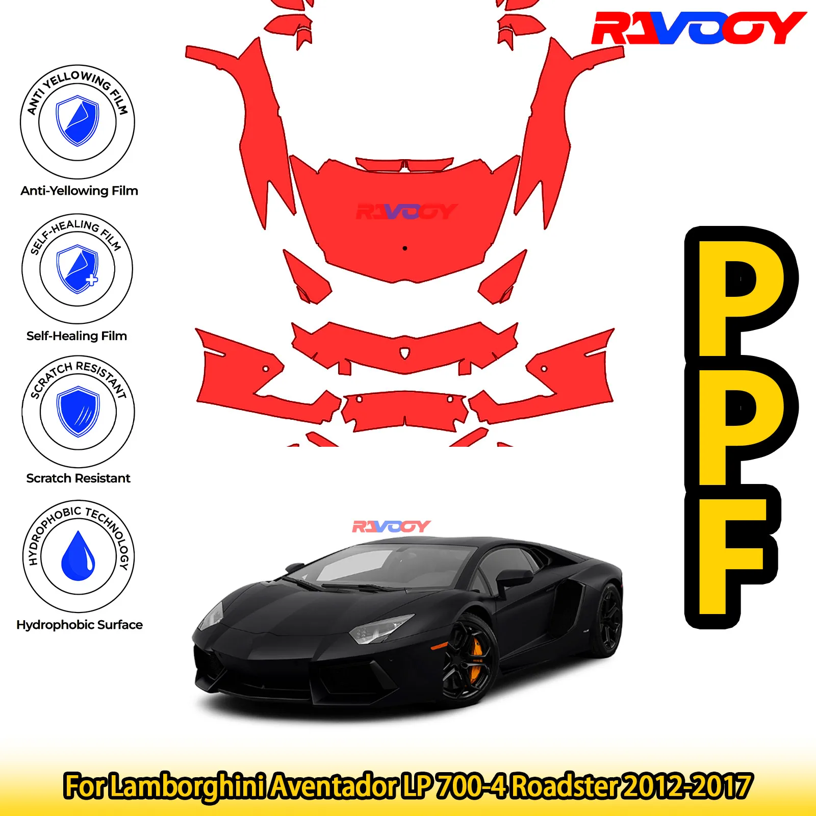 

Для Lamborghini Aventador LP 700-4 Roadster 2012-2017 глянцевая матовая черная предварительно вырезанная передняя PPF комплект защитная пленка для краски