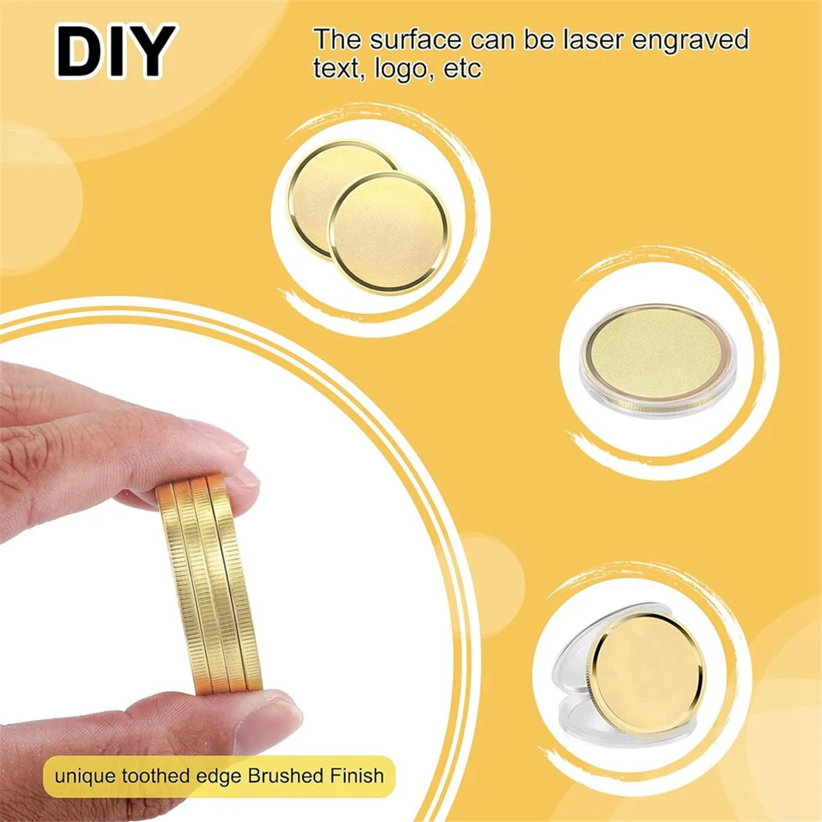 Unique! 10Pcs Brass Laser Engraving Blanks Blank Challenge Frosted Coin with Acrylic Protection Box - 40mm for DIY Crafts