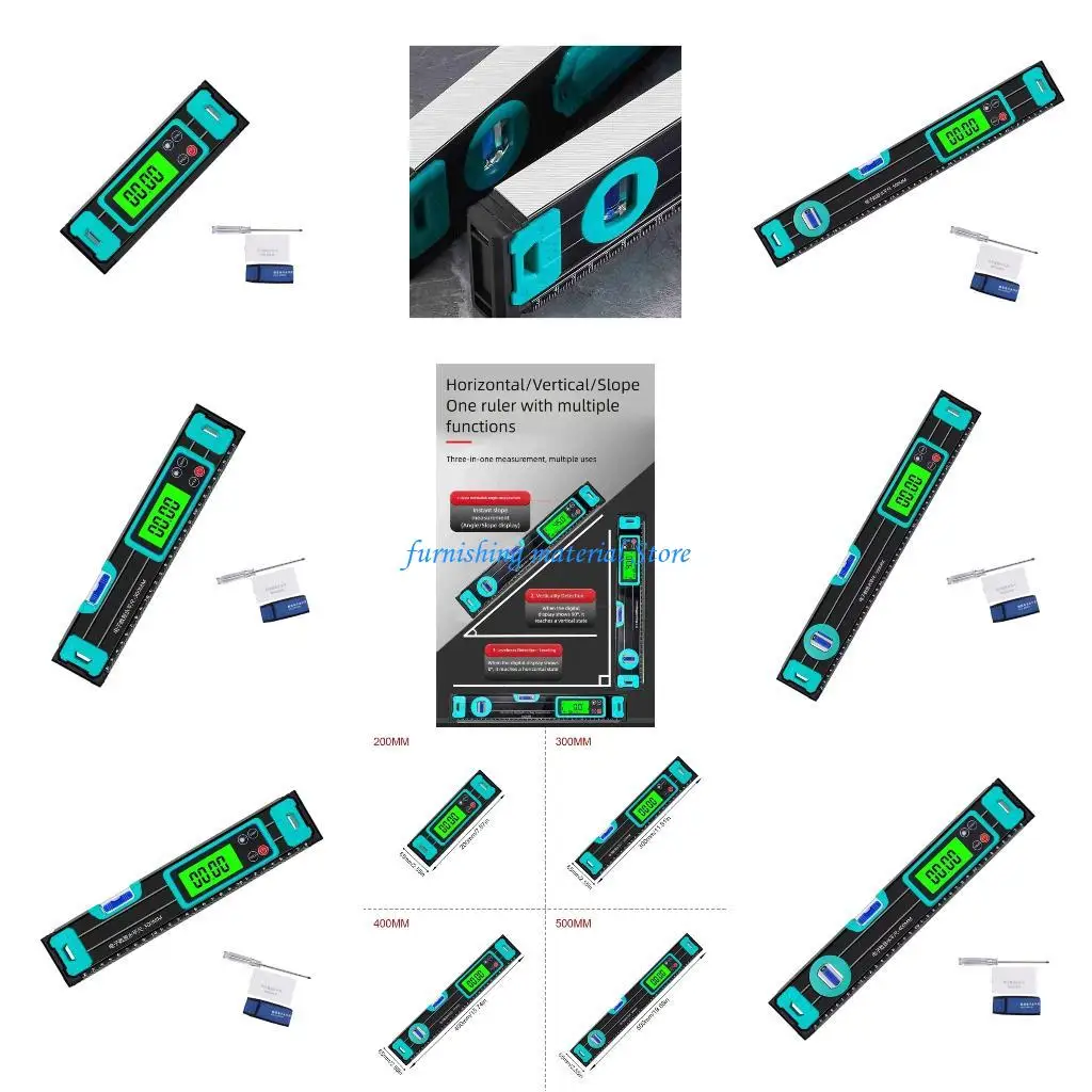 

Y5GD Bubble Level Angles Finders Digital Level Ruler Protractor with Data Hold Function LCD Display Electronic Inclinometer