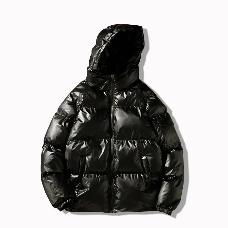 Women\'s and Men Down Jacket Winter Glossy Silver/Black/Gold/Blue Plus Size Hooded Parka Outwear Down Padded Coats