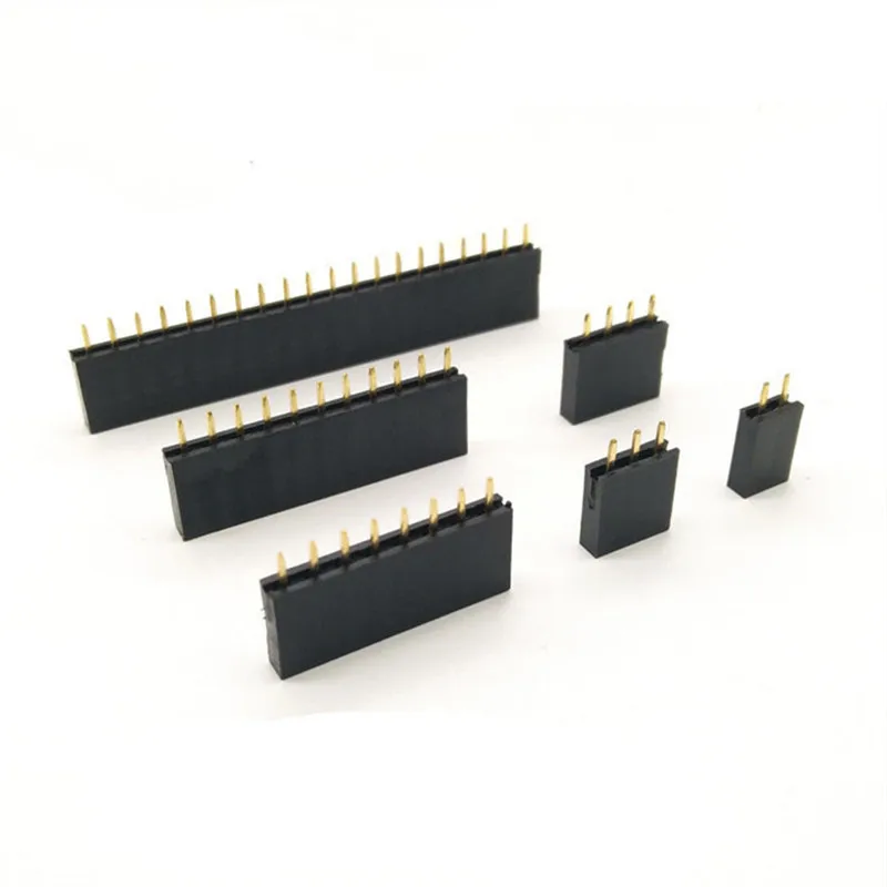 2.54mm Pitch Single Row Female 2~40P PCB socket Board Pin Header Connector Strip Pinheader 2/3/4/6/10/12/16/20/40Pin For Arduino