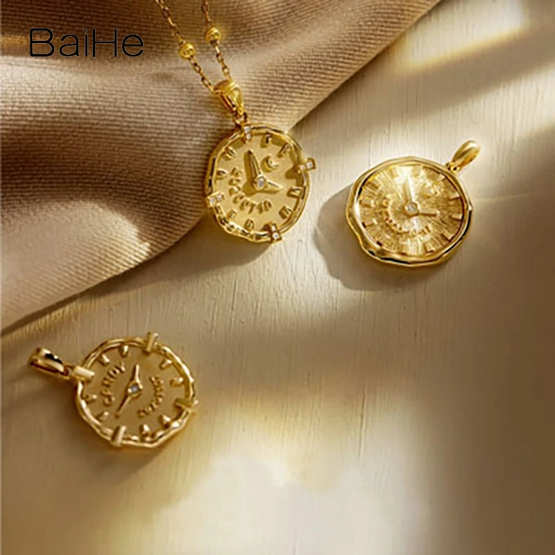 BaiHe 18K Yellow Gold Baby Hand Footprint Custom Pendant Women Men Date of Birth Full Moon Anniversary Fine Jewelry Wisiorek