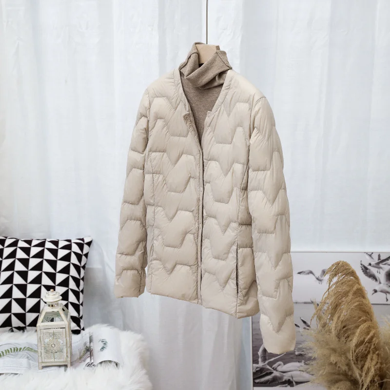 Autumn Winter Single Breasted Down Jacket Women Ultra Light Thin White Duck Down Coat Ladies Warm Puffer Parkas Short Outwears