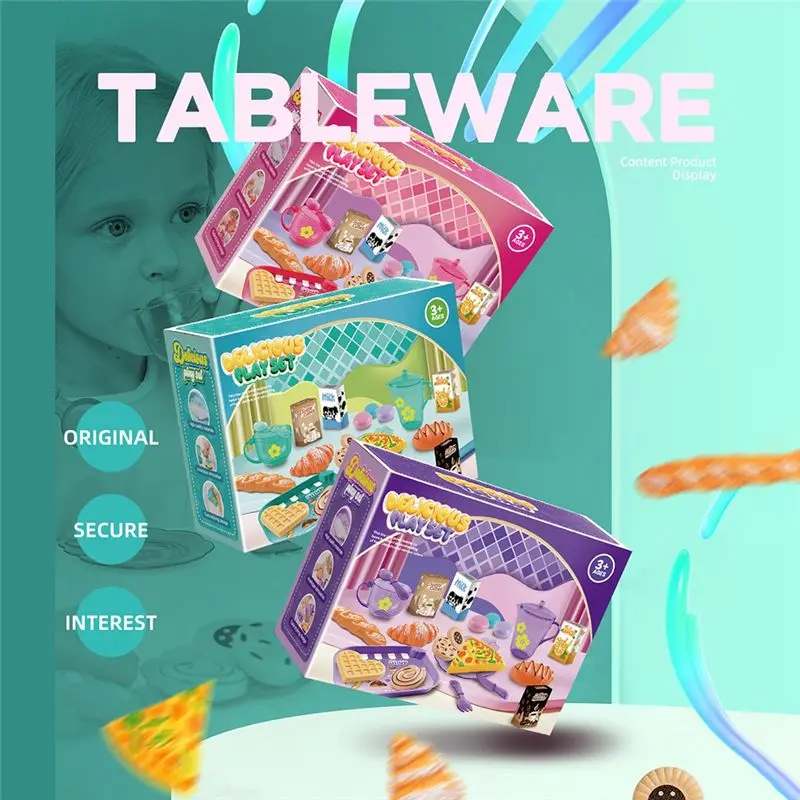 ODIES-33-teiliges Spielhaus-Küchenset für Kinder, Teeparty-Spielset für Kinder, Rollenspiele mit Dessert und Geschirr