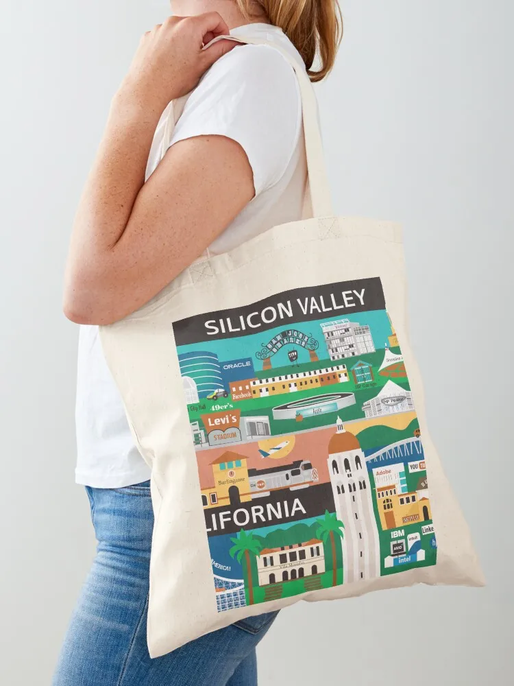 

Silicon Valley - Collage Illustration by Loose Petals Tote Bag tote bag canvas tote bags aesthetic Custom bag