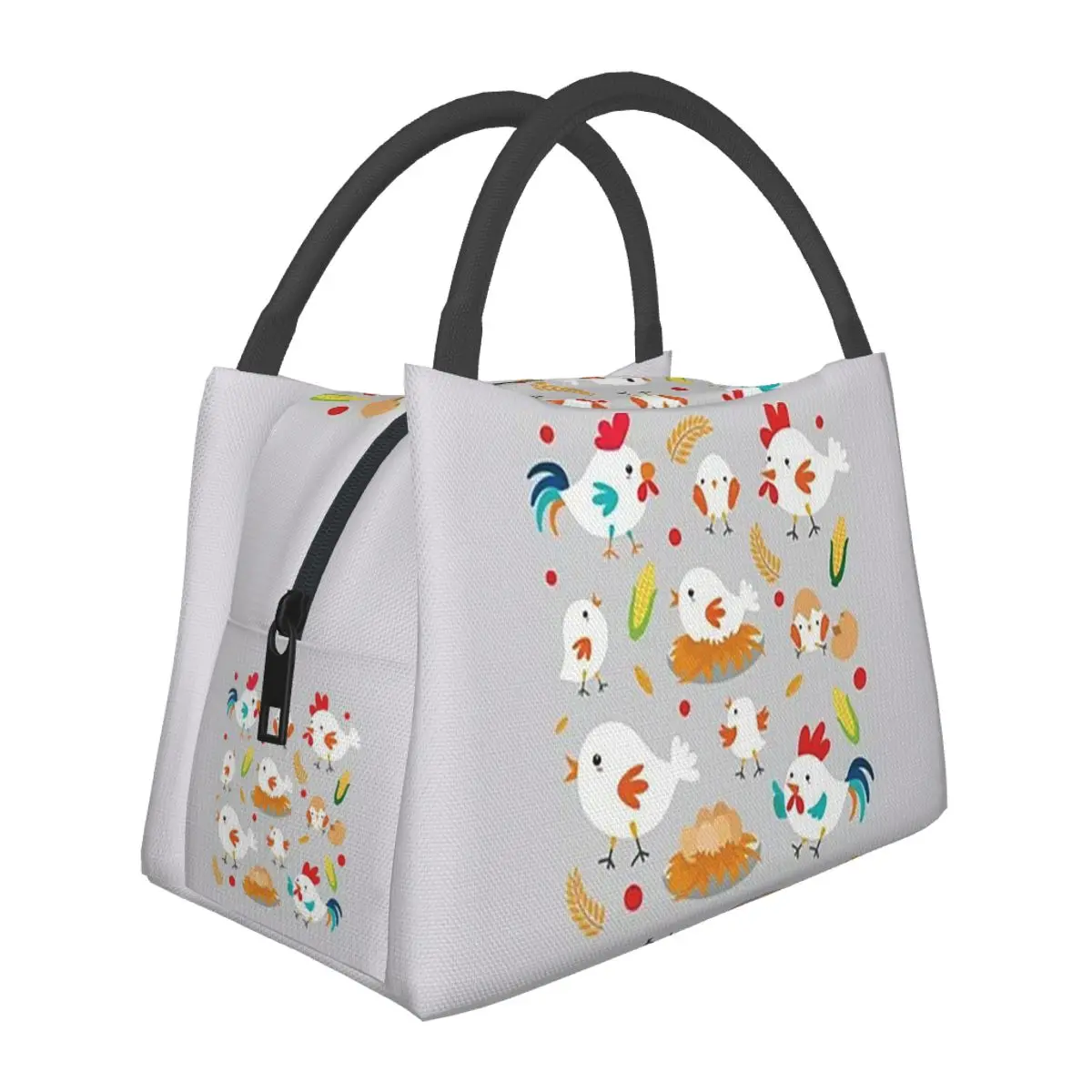 Cute Chicken Family Insulated Lunch Bag for School Bento Storage Food Boxes Leakproof Container Cooler Thermal Lunch Box Tote