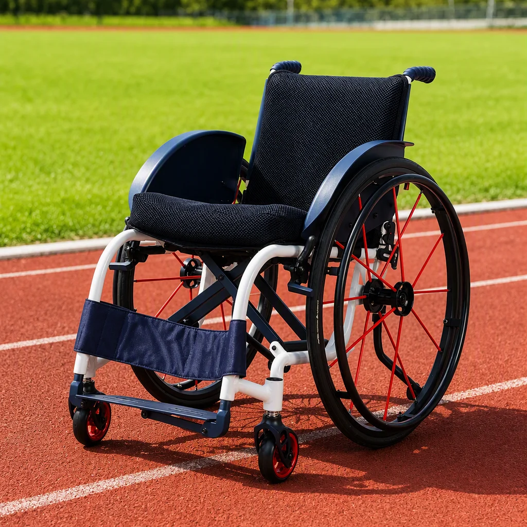 *I% Black Aluminum 24-Inch Lightweight Foldable Wheelchair Wide Handle Ring Sport Design for Rehabilitation Therapy