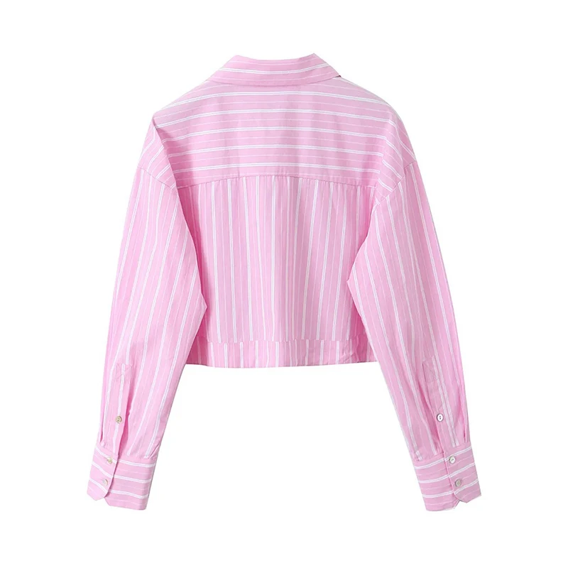 UETEEY Women Fashion With Pockets Striped Single Breasted Blouse Vintage Lapel Neck Long Sleeves Female Chic Lady Shirts