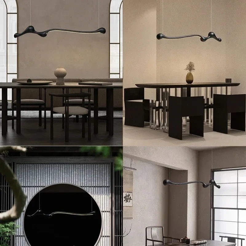 Lampade a sospensione moderne a soffitto in legno di frassino a striscia lunga Lampade a sospensione a tre colori con regolazione dell'isola della cucina, soggiorno, ristorante, hotel