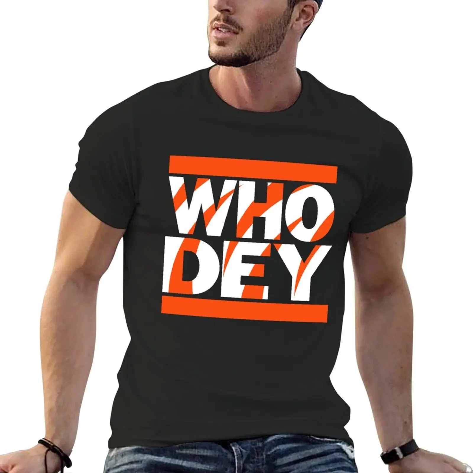 WHO DEY DMC - Light on Dark T-Shirt basketball graphic tees sweat funny meme t-shirts Men's cotton t-shirt