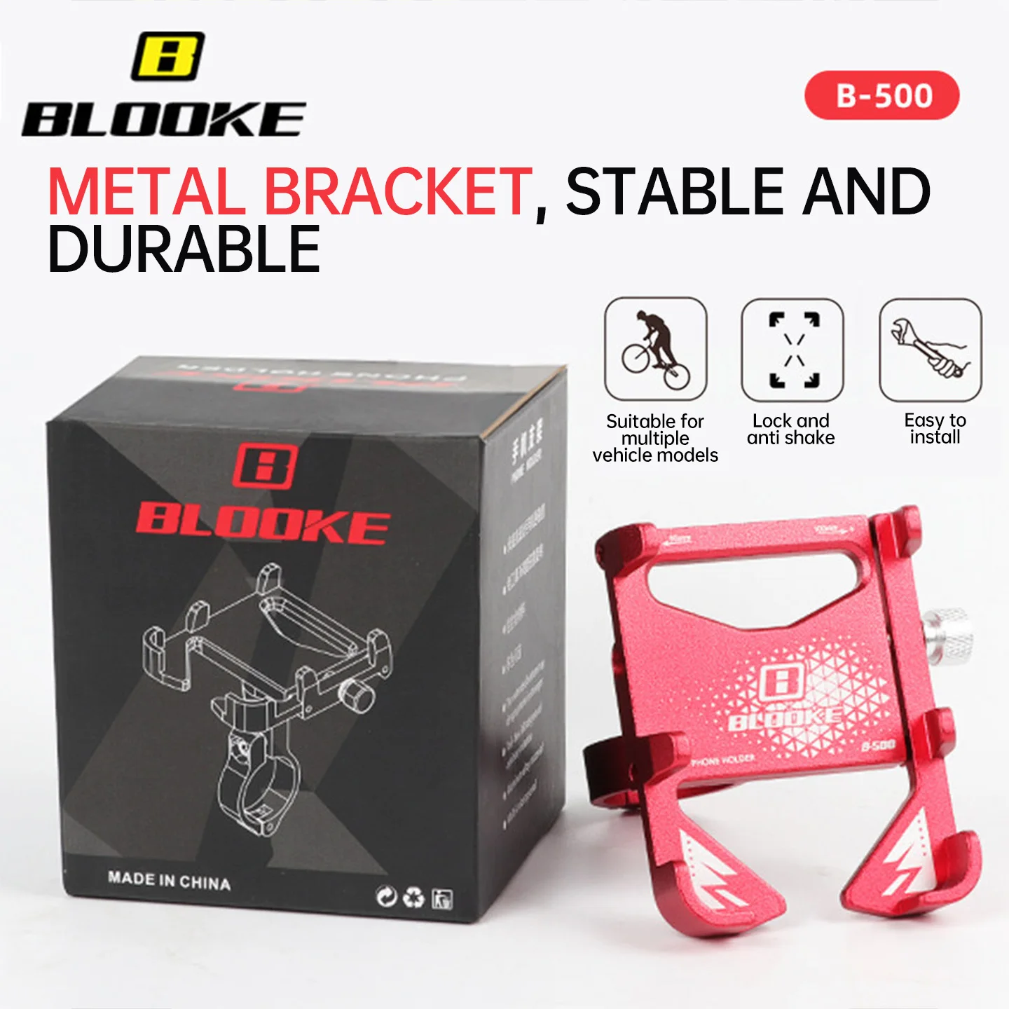 BLOOKE Universal Electric Vehicle Phone Mount for Bikes & Delivery Motorcycles - Navigation Bracket Road Mountain Folding Compat