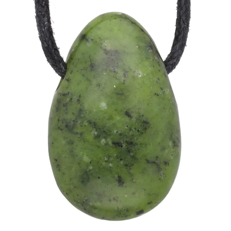 

Jade Nephrite Teardrop Pendant with Cotton Ribbon Drilled| Gemstone Jewelry