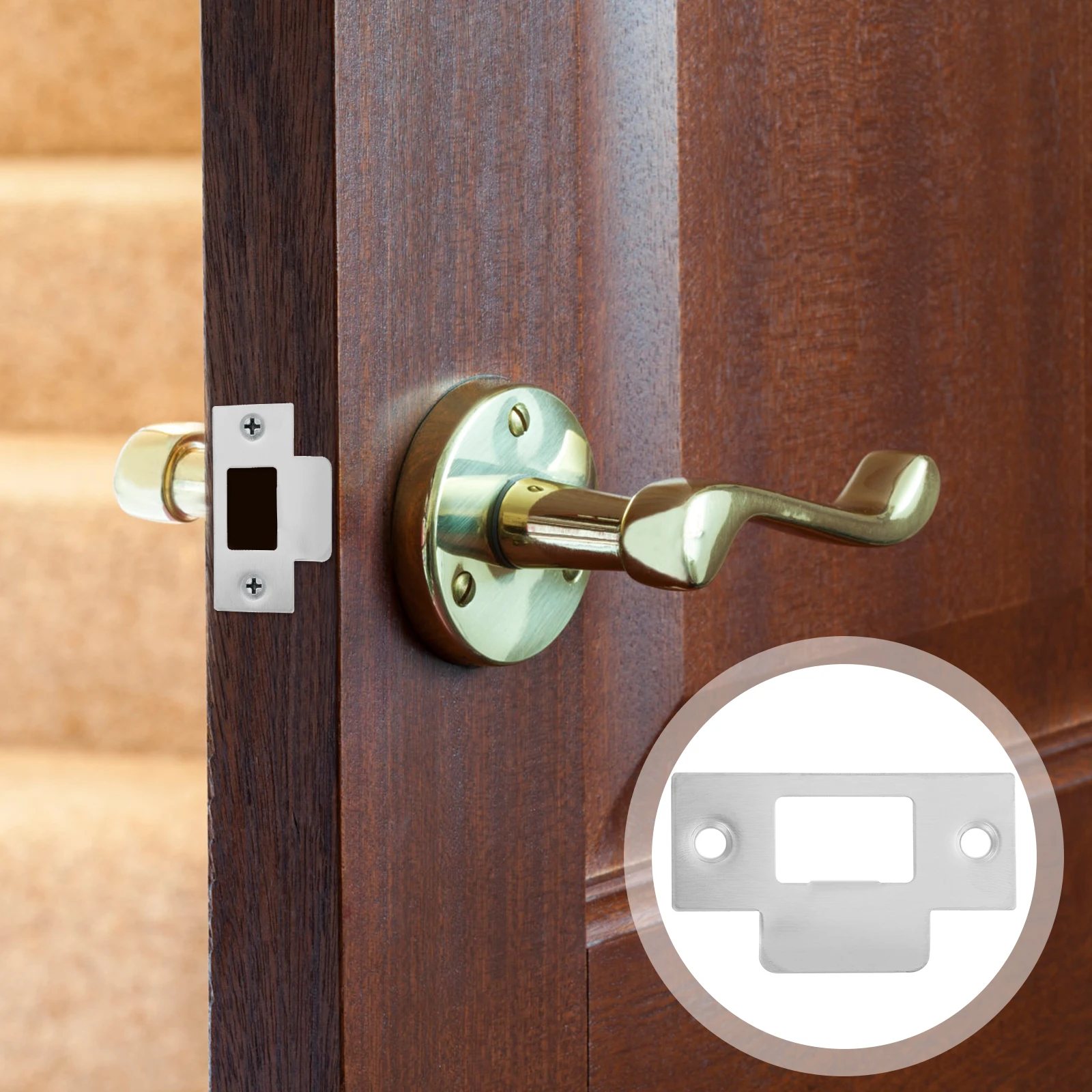 

4pcs Door Deadbolt Cover Plate Stainless Steel Deadbolt Cover For Front Door Reinforcement Kit Durable Lock Hardware