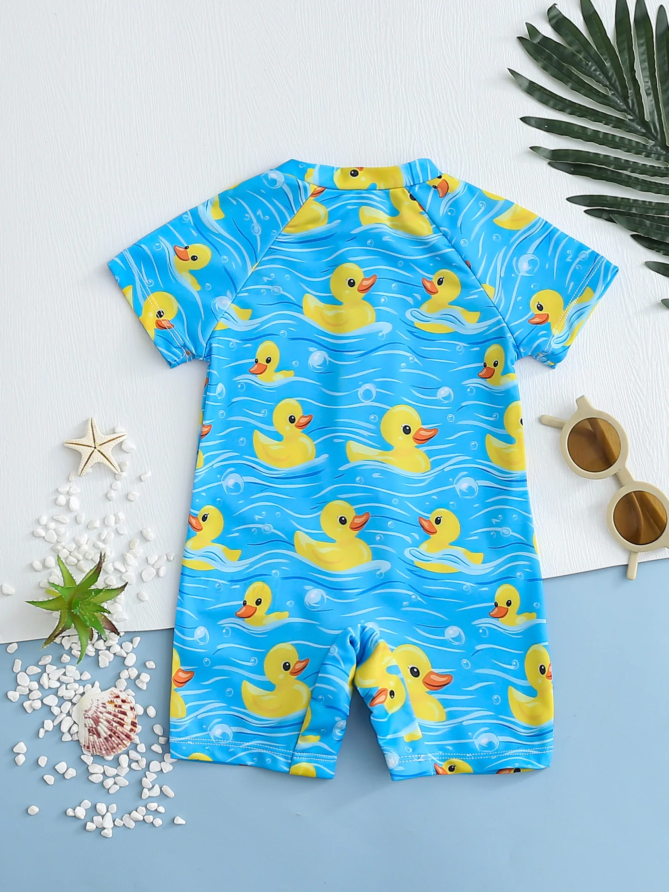 Baby Boy Summer Duckling Print Short Sleeve Onesie Swimsuit Infant Swimwear Comfortable Soft Fabric Baby Clothes And Accessories