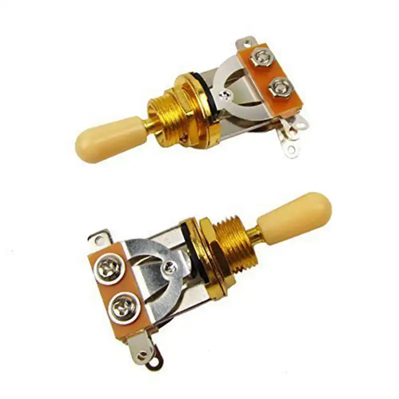 Metric 3 Way Short Straight Guitar Toggle Switch Pickup Selector For Gibson Epiphone Les Paul Electric Guitar,Gold & beige(Pack