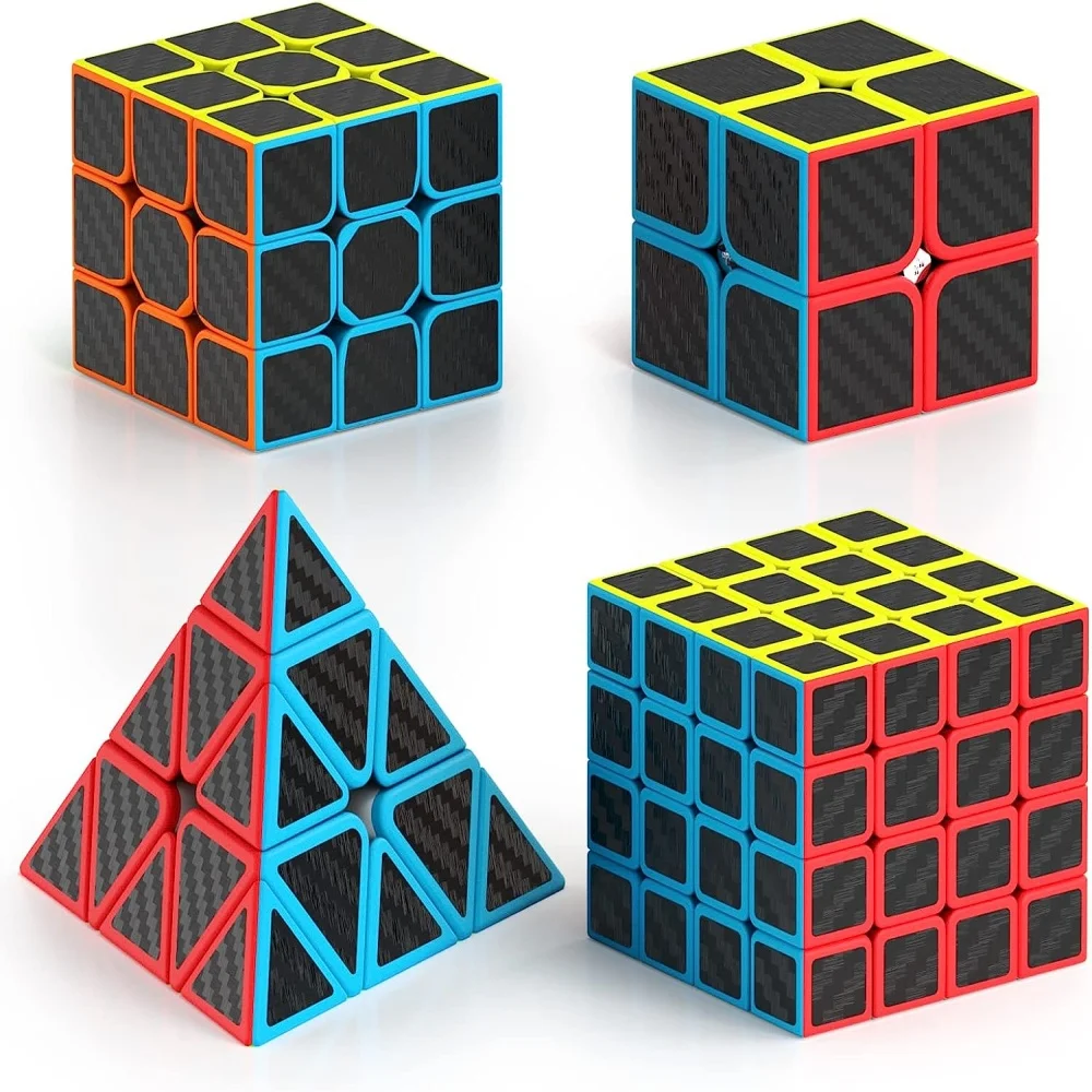 Qiyi Magic Cube Pyramid 2X2 3X3 4X4 3X3 Carbon Fiber Sticker Cube Educational Puzzle Cube for Children IQ Toys are for Everyone