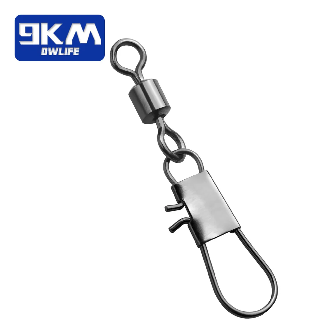 50-100Pcs Stainless Steel Fishing Rolling Swivel with Locking Snap Button, High Strength Interlock Snap Swivel