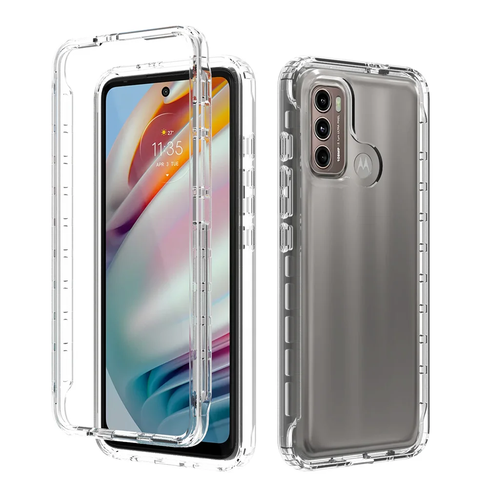 Moto G50 G30 G20 G10 E20 G100 Crystal Clear 2 in 1 Shockproof Cases Hard Bumper Soft TPU Protective Cover for Moto G60 G60S Case