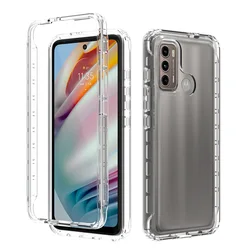 Crystal Clear 2 in 1 Shockproof Cases Hard Bumper Soft TPU Protective Cover for Moto G50 G30 G20 G10 E20 Case