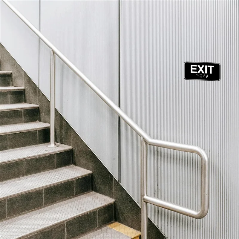 

AT63-4Pcs Знак выхода с мозгом, 6X3in Знак аварийного выхода Пластиковый предупреждающий знак выхода с клейкими монтажными полосками