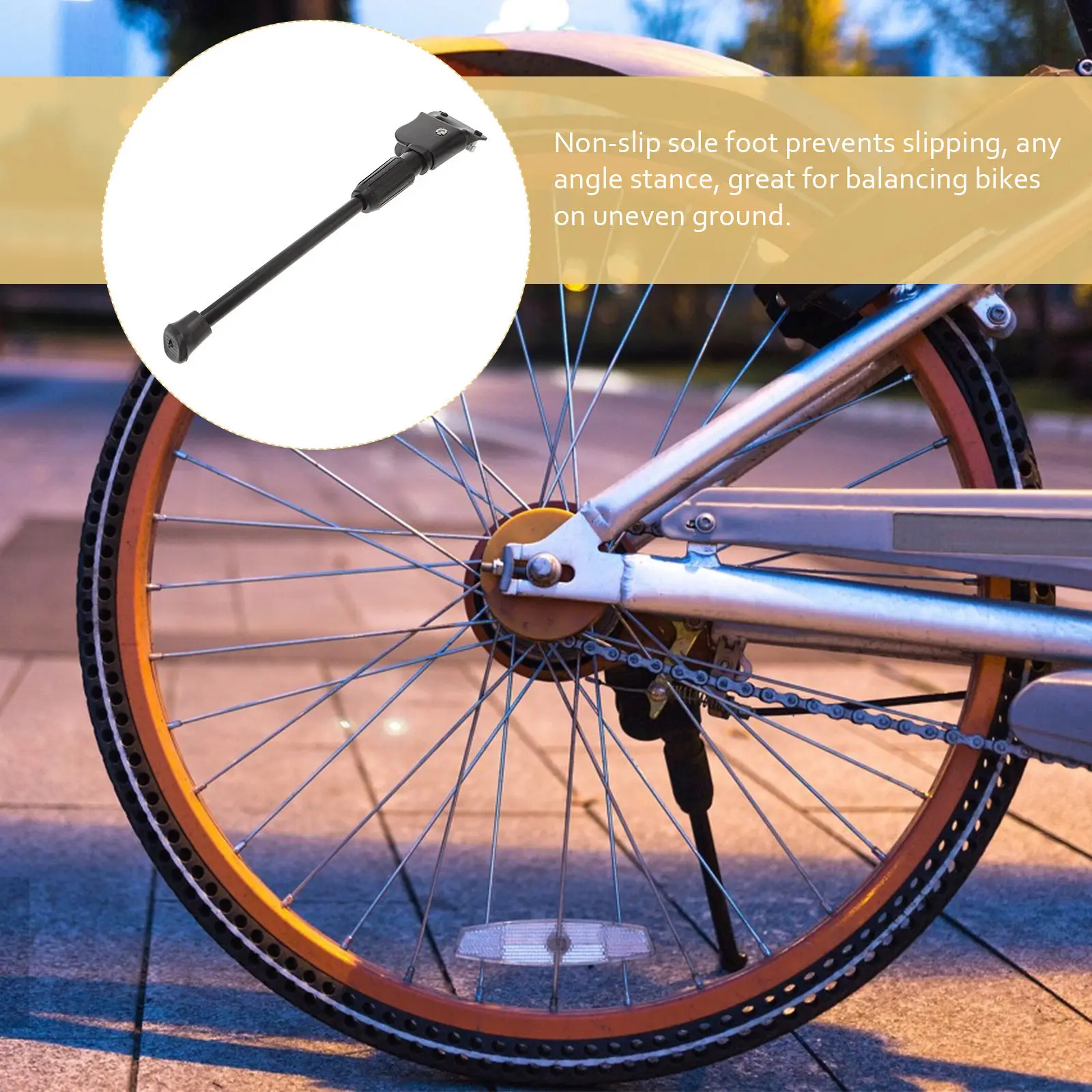 2 Holes Premium Carbon Steel Bike Kickstand Single Side Folding Stand with Non-Slip Design Rear Mount for Mountain