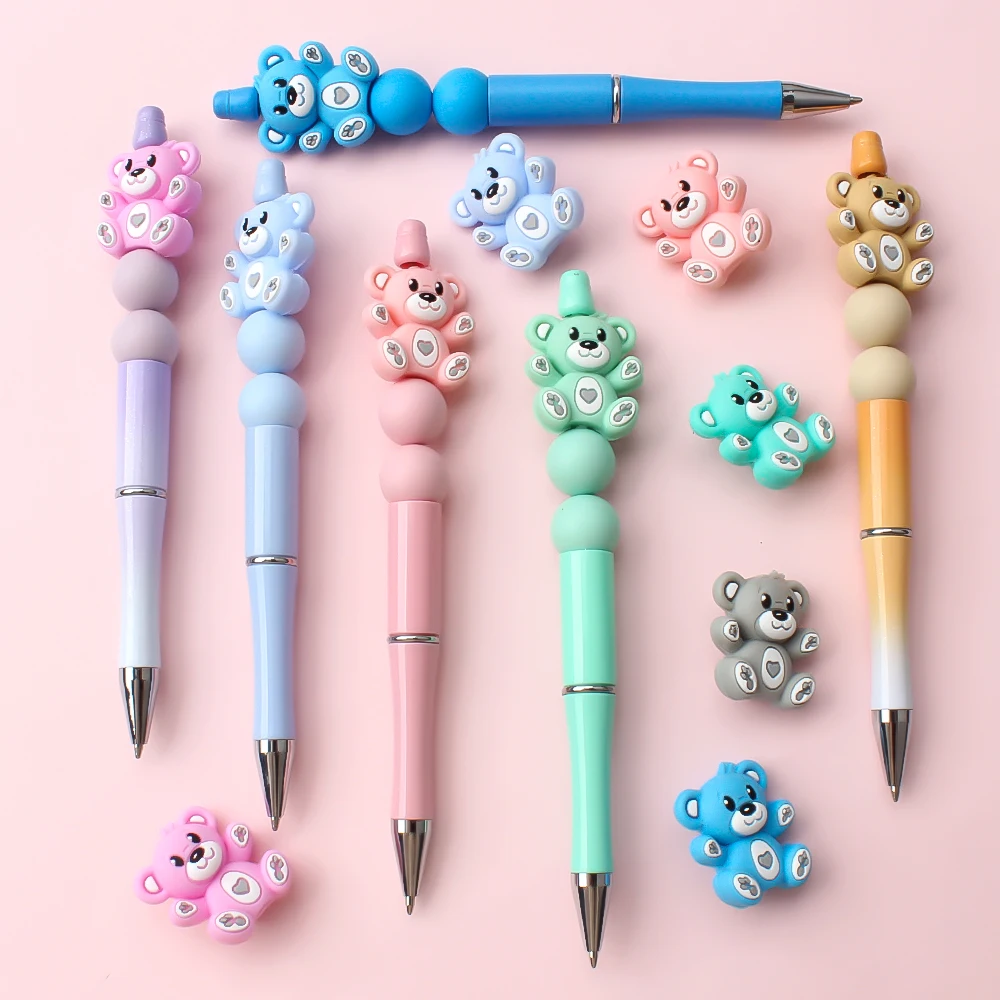 5/10/20Pcs 3D Silicone Beads Animal Bear Shape Focal Beads For DIY Beaded Pen Jewelry Making Bracelet Craft Material Gifts