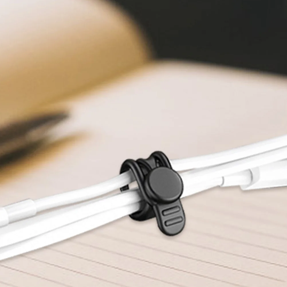 

10 Pcs Cable Ties Set Black Silicone Reusable Cord Organizer Wire Management Ties Strap Home Office Use Electrical