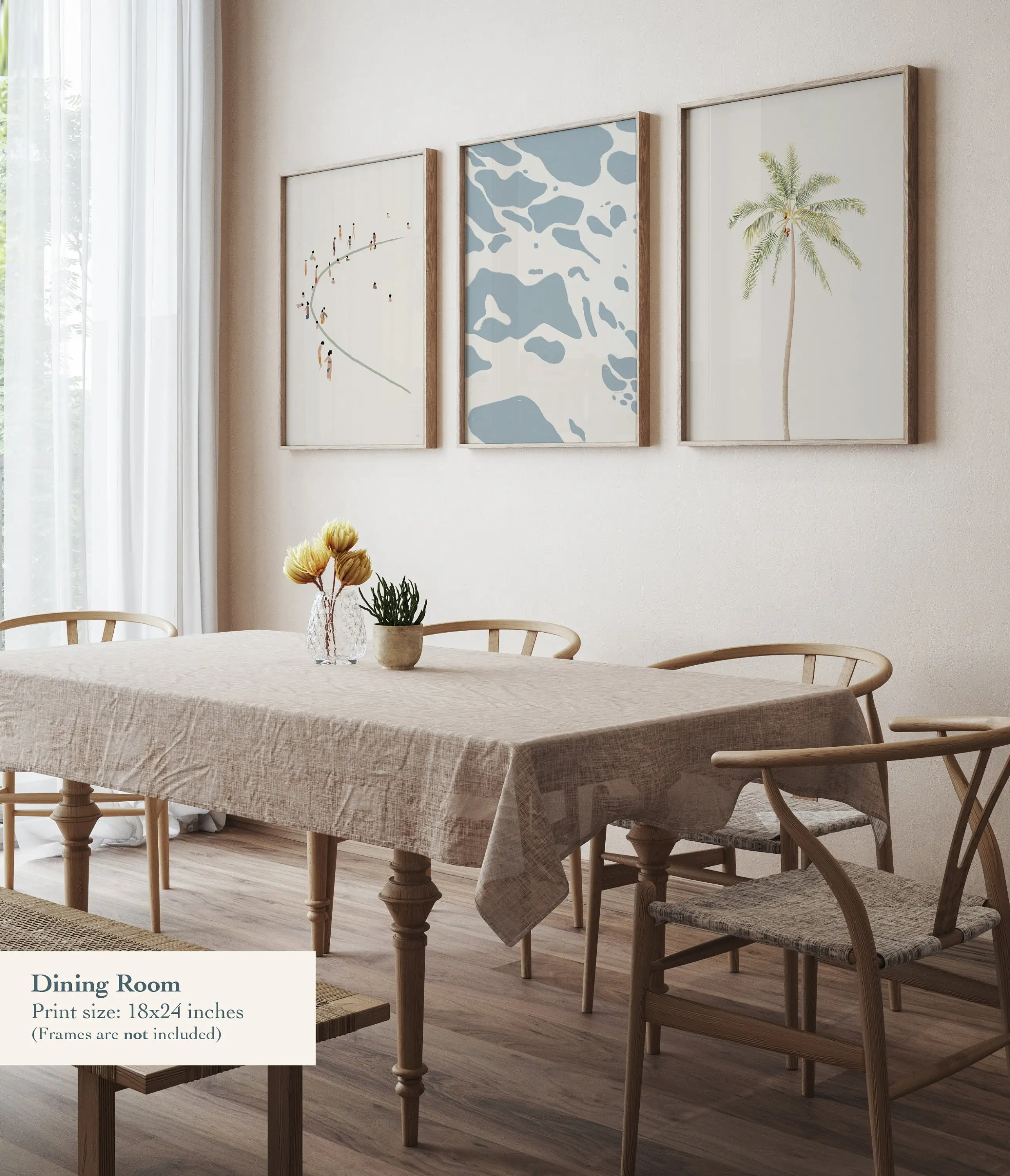 Minimalist Boho Coastal Beach Canvas Wall Art – Soft Summer Ocean Printing for Bright Home Decor, Ideal Holiday Gifts