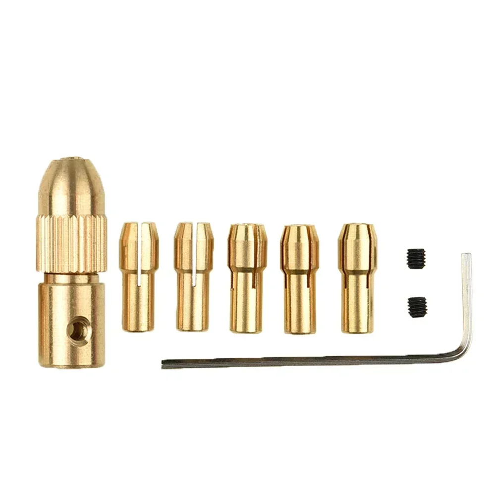 7Pcs 2mm Mini Drill Chuck Set Brass Dremel Collet Fixture Clamp For Electric Motor Shaft Micro Drill Bit Tool Chuck Adapter