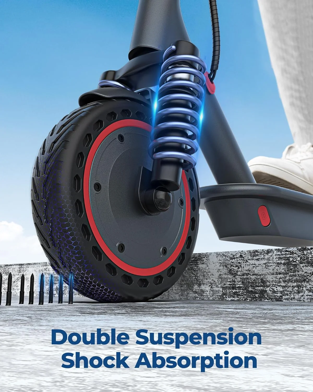 AOVOPRO AP07 Electric Scooter 10.5Ah 19mph APP Smart Control Scooter 8.5inch 23miles Max Range Double shock absorption for Adult view 5