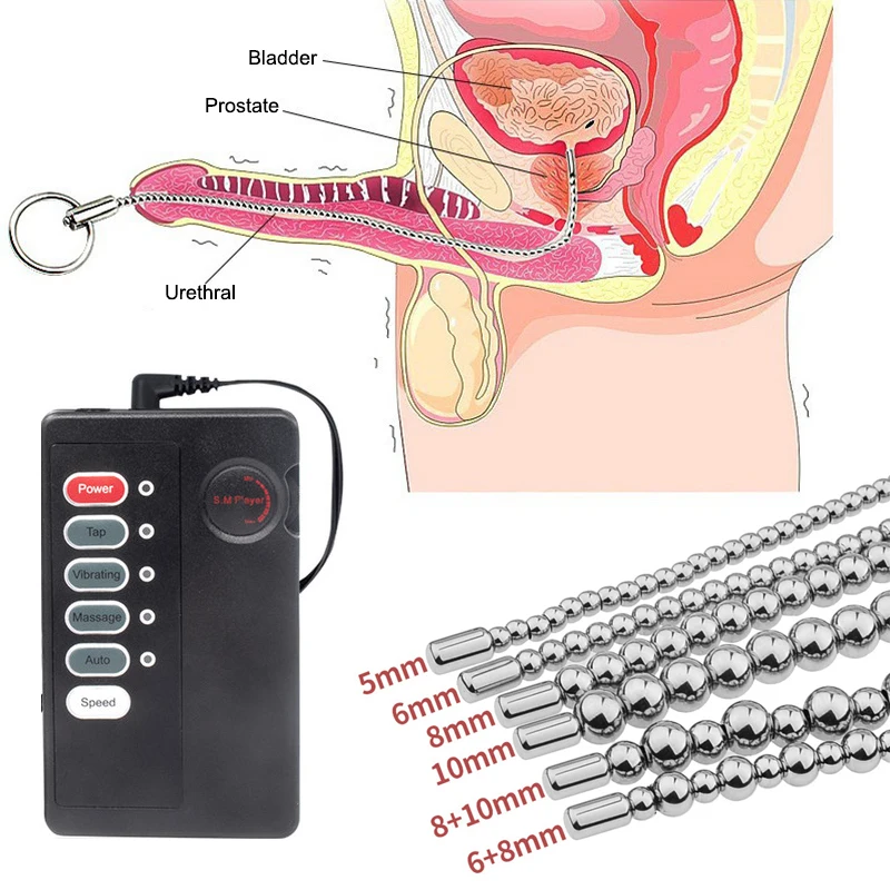 Male Masturbator Electro Stainless Steel Urethral Sound Dilators Penis Plug Insert Stimulation Catheter Beads Sex Tool For Men