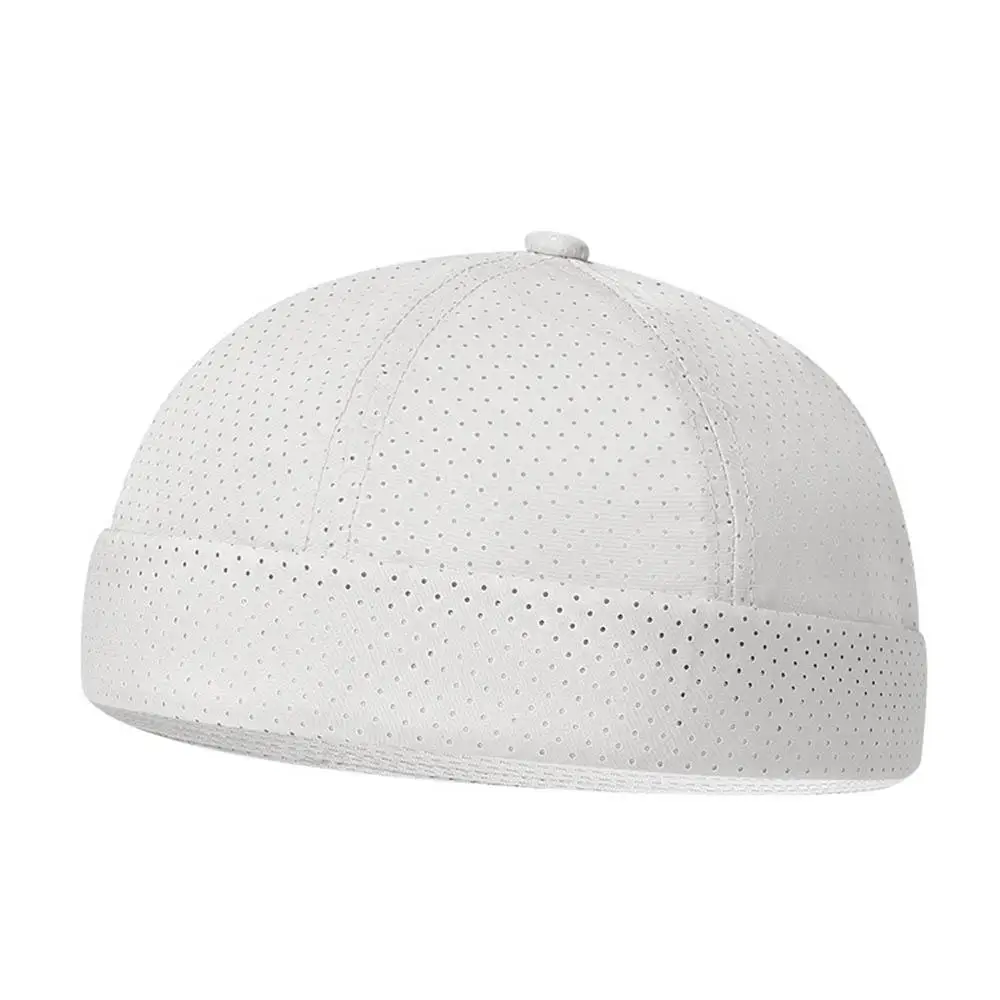 Ciepła Oddychająca Czapka Skullcap Unisex z Elastycznymi Panelami, Czapka Docker, Streetwearowa Czapka Dome, Czapki Hip Hop, Regulowane Wiosenne Czapki Bez Daszka z Siatką