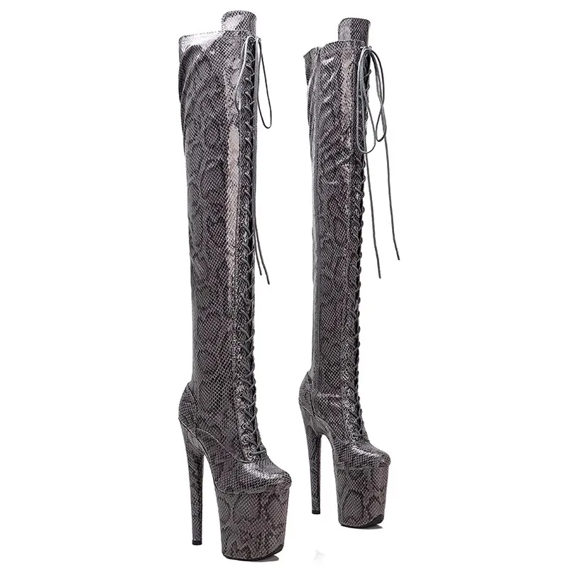 

Lace Up Sexy Model Shows Suede Upper 20CM/8Inch Women's Platform Party High Heels Shoes Pole Dance Thigh High Boots 325