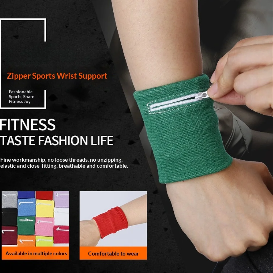 

Neutral Cotton Sports Wristband Wallet with Secure Zipper Pocket Easy to Carry for Running Hiking Gym Outdoor Sports Accessories