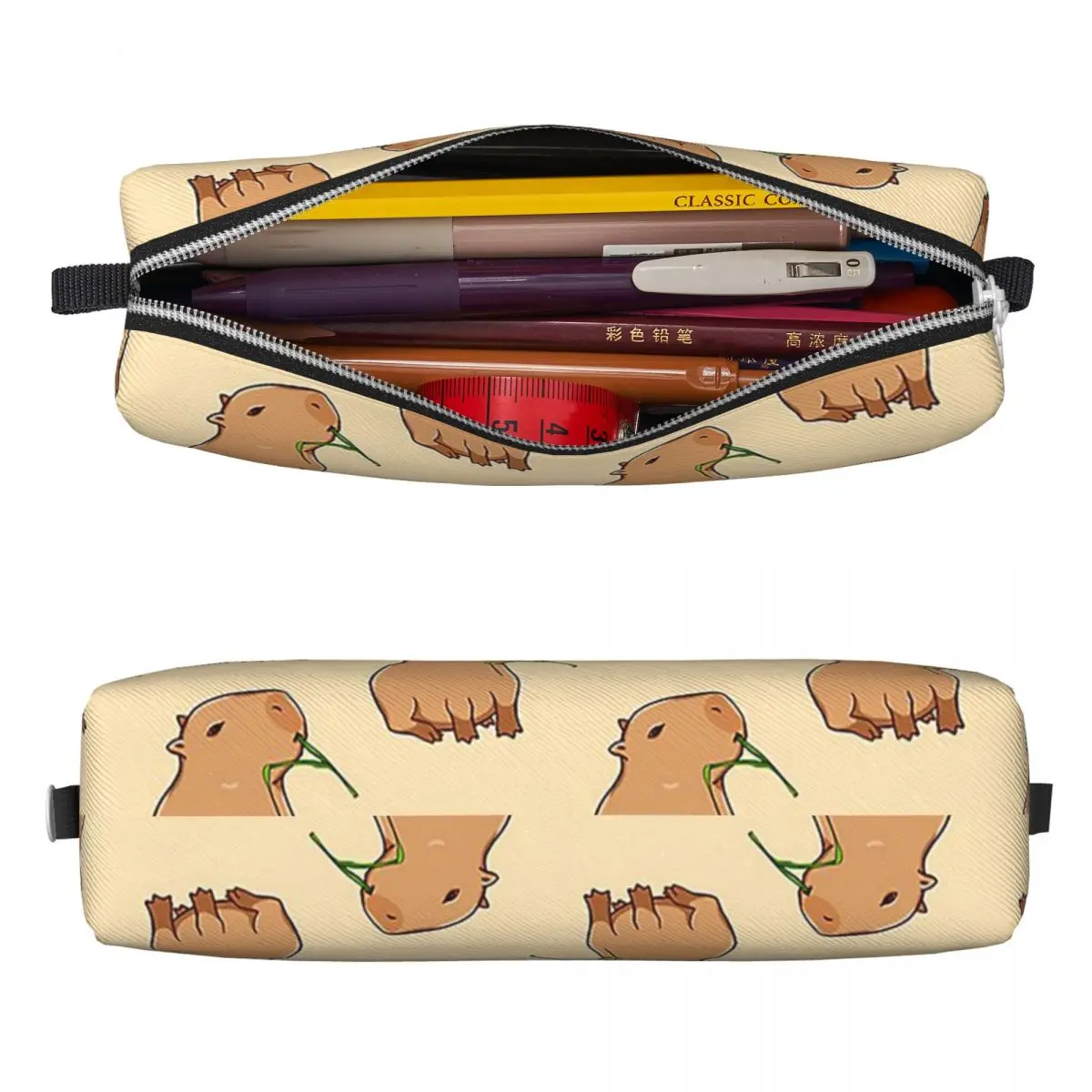 Capybara Leaf Eat Your Greens Pencil Cases Animal Lover Pen Bag Girls Boys Big Capacity School Supplies Cosmetic Pencilcases