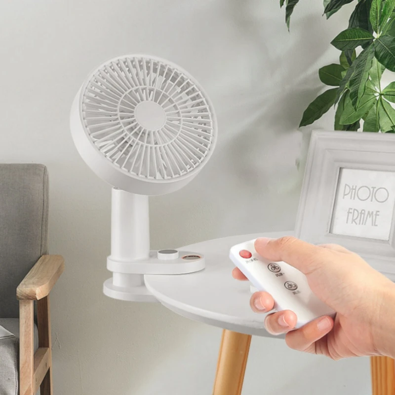 Portable Clip Fan with Remote Control 4000mAh Rechargeable Cordless Desktop Fan Small Home Cooling Ventilator Shaking Head Fan