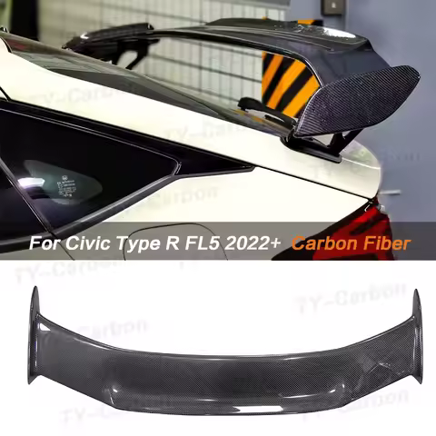 For Honda Type R FL5 2022+ MD Style Real Black Red Carbon Fiber Rear Trunk Spoiler Wing FL5 Carbon Fiber Accessories Bodykit