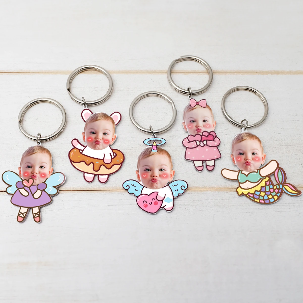 Custom Photo Keychain,Personalized Keyring with Picture,Photo Key Chain for Dad,Baby Shower Gift,New Mom Gift,Father's Day Gift