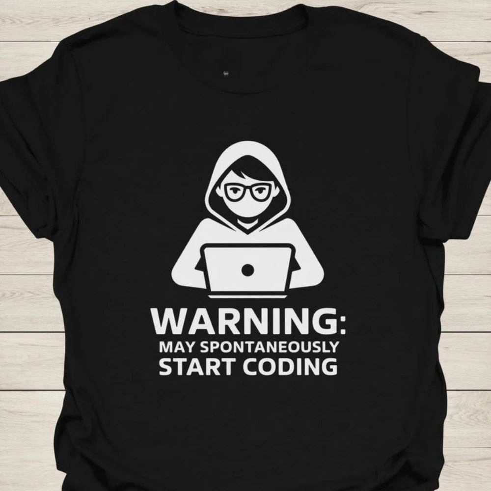 Coder T-Shirt Warning: May Spontaneously Start Coding Funny Programmer T-Shirt for Developers & Tech Enthusiasts Men Clothes