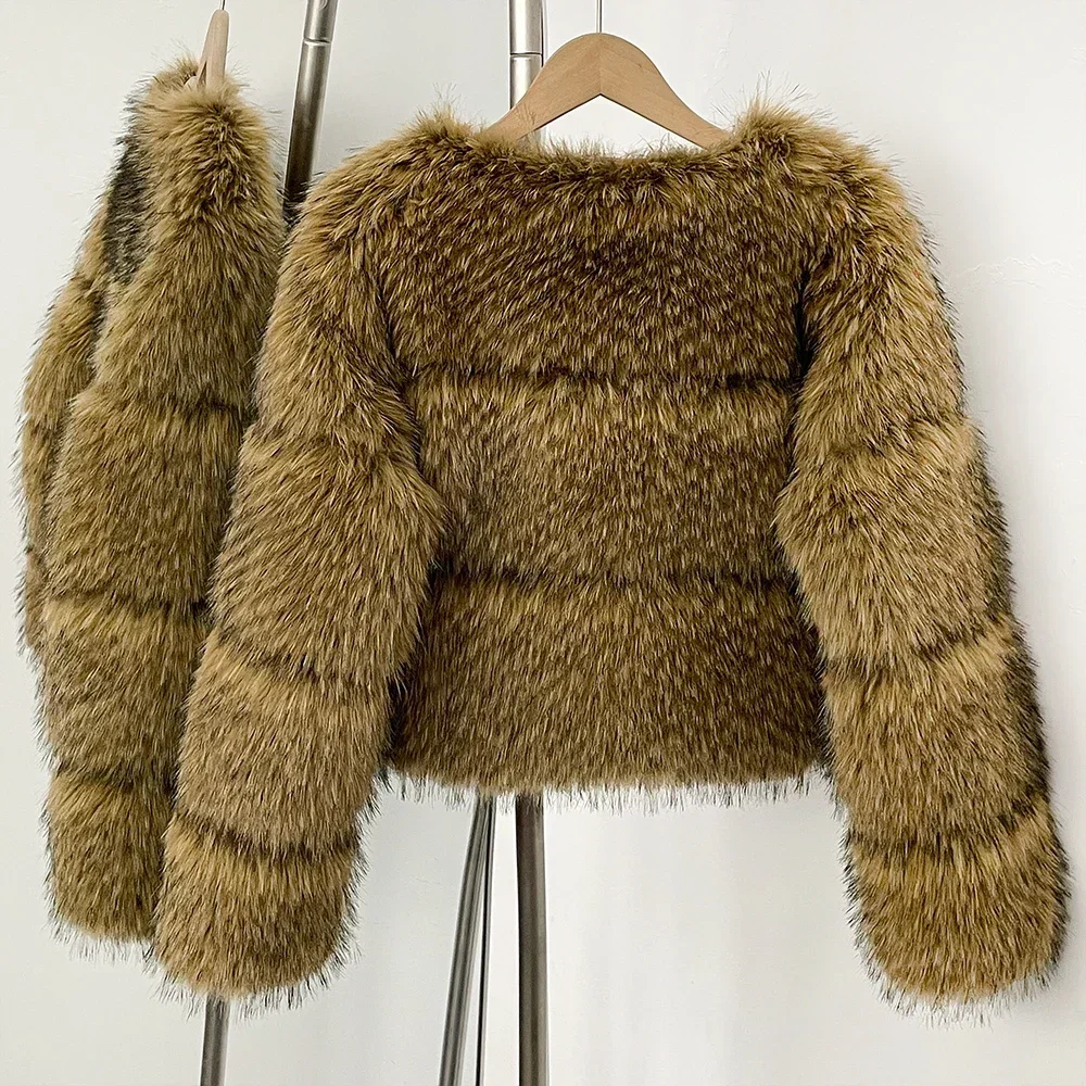 Fur Coat Eco-friendly Novelties in Coats & Jackets Faux Fur Coat Luxury Clothes Woman Designers Tops Stones Coat with Fur Sleeve