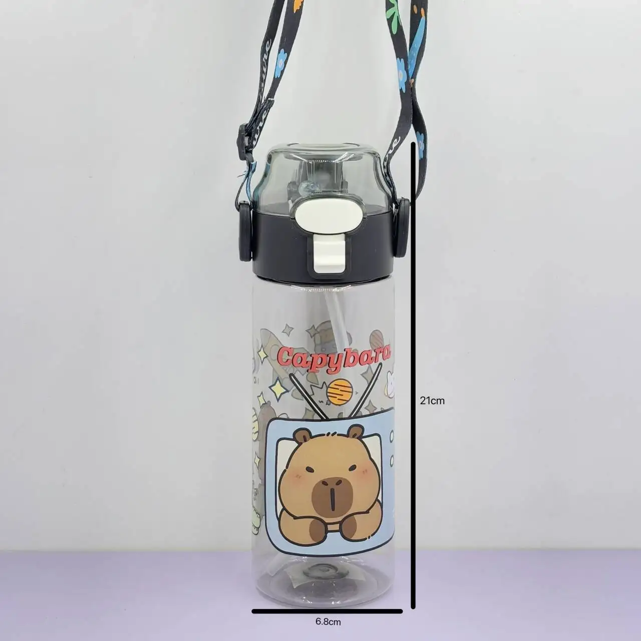 Capybara Cartoon 550ml Portable Large-capacity Water Bottle Sports Straw Cups Student Plastic Water Cups Drop-resistant Bottle