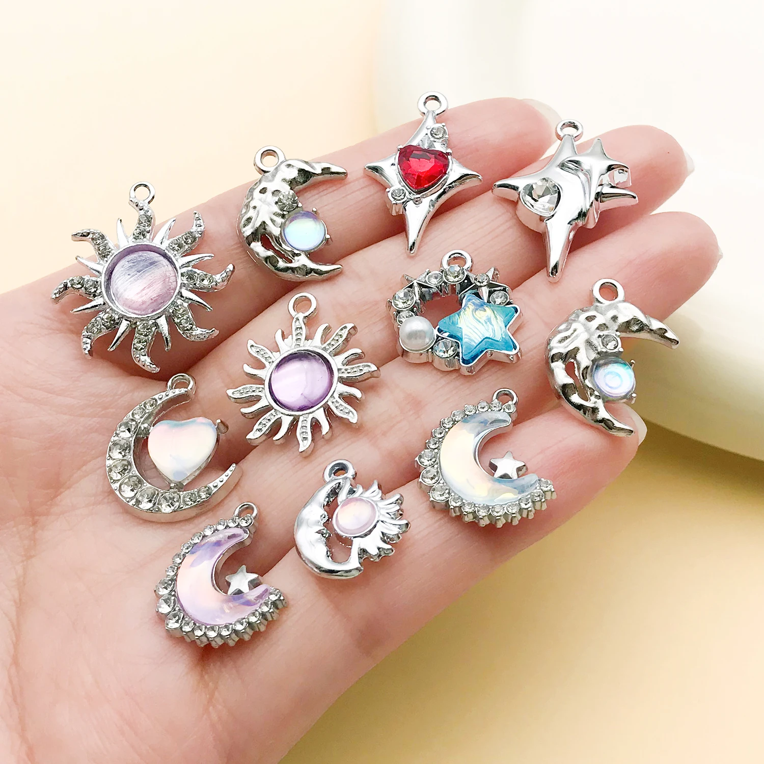 5/20pcs New Star Moon Enamel Charms Blue Fashion Style Pendants For Making DIY Handmade Findings Accessories Necklace Jewelry - view 4
