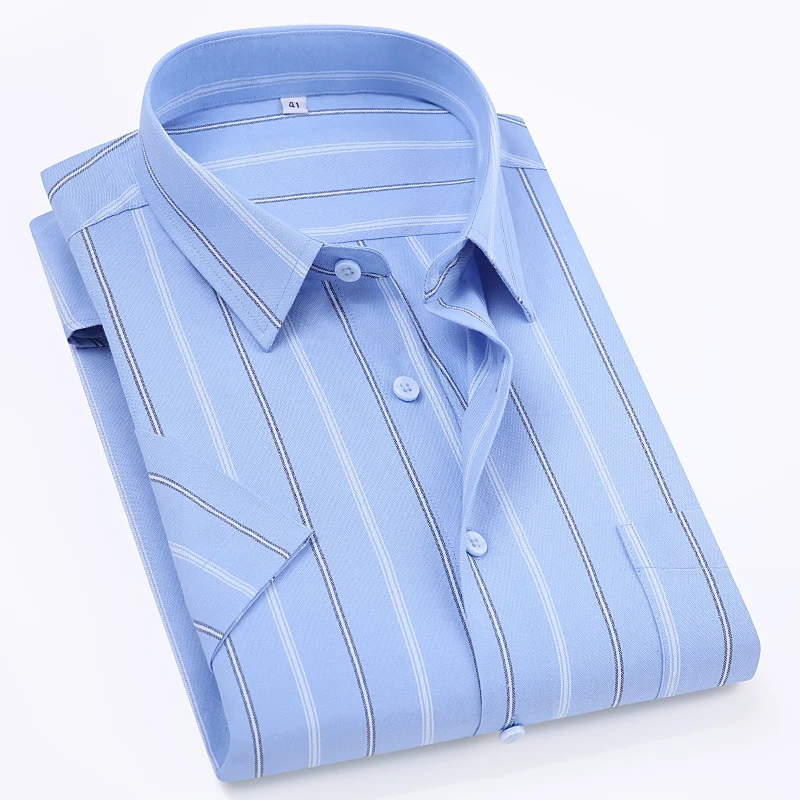 Camisa Oxford Masculina de Manga Curta, Bolso Regular Fit, Blusa Casual Masculina, 100% Algodão Puro, Outono, Lazer, S-8XL