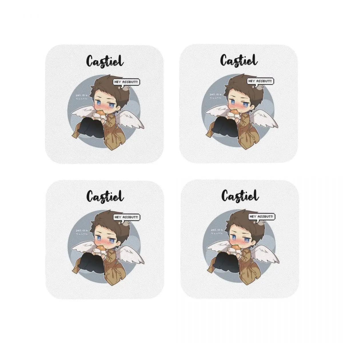 Castiel FBI Badge Coasters Coffee Mats Mug Cup Placemats Tableware Pads for Home Kitchen Dining Bar