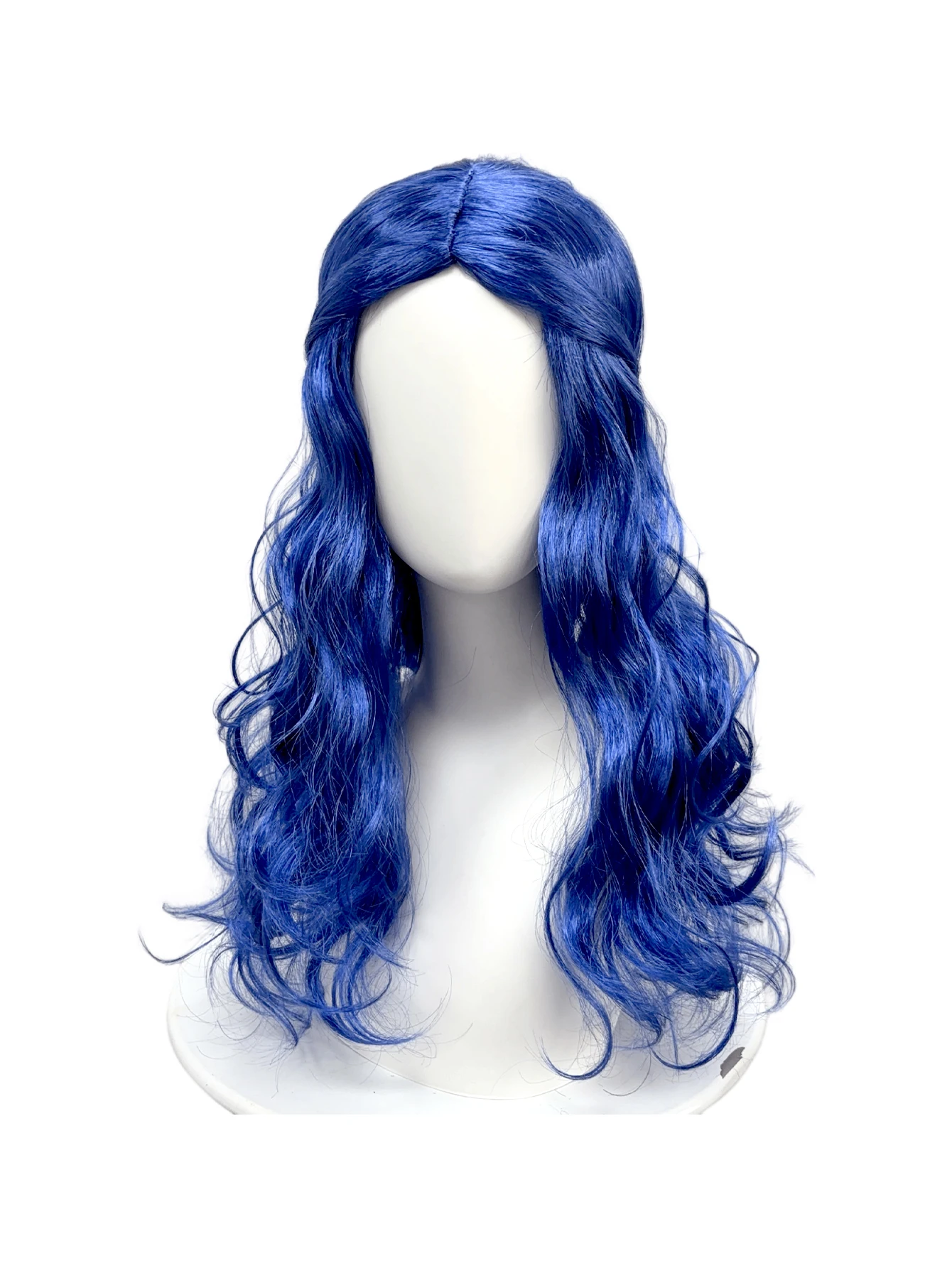Bright Blue Half Up Long Wavy Wig Synthetic Hair Middle Part Anime Cosplay Halloween Costume Party Full Wigs for Women Girls