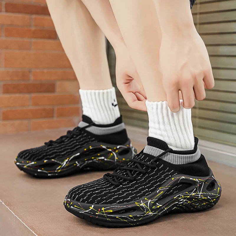 Men's Shoes New Breathable Mesh Sports Shoes Trendy One Foot Casual Thick Soled Sports Shoes Dad Shoes
