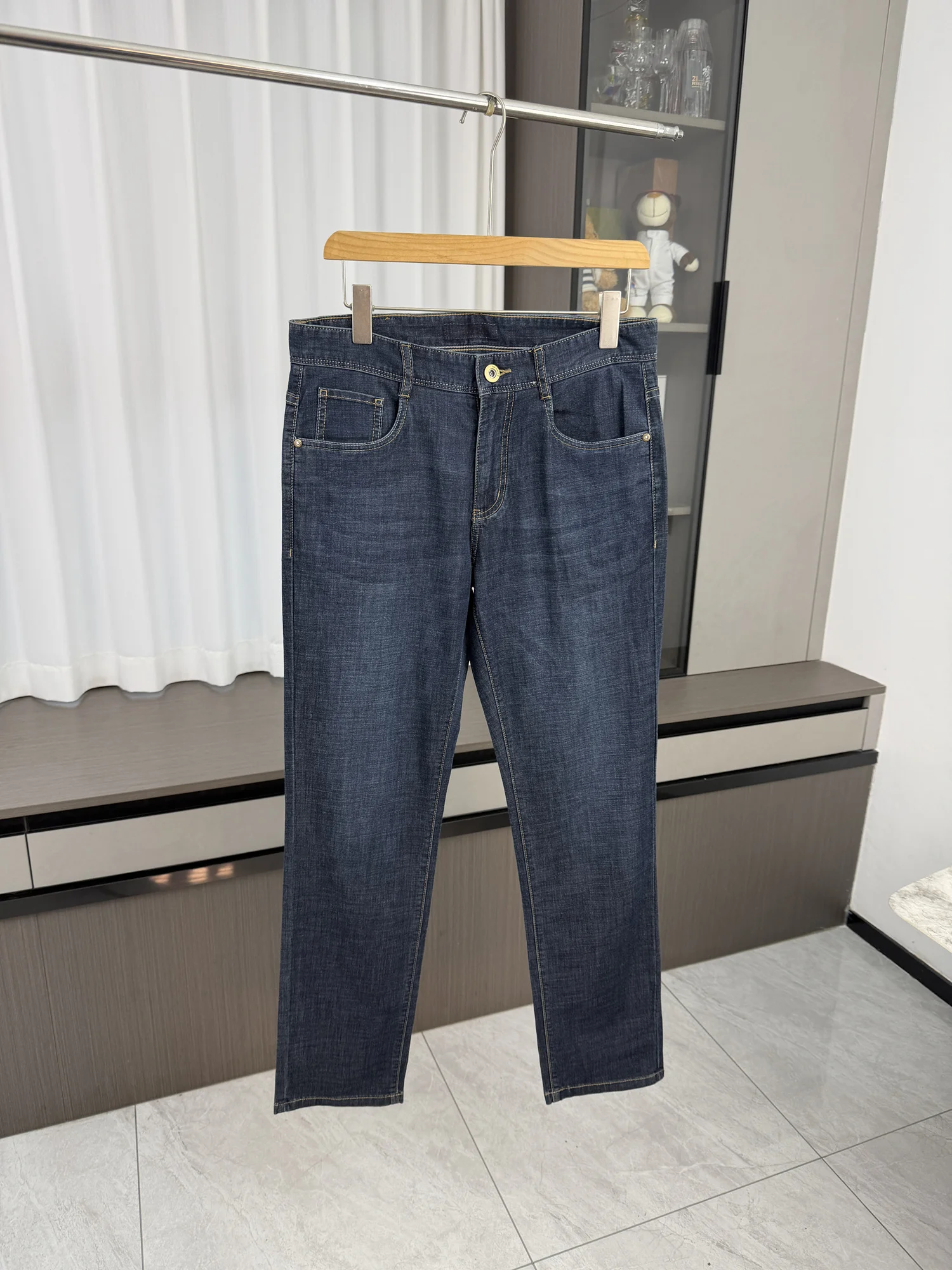 

Cool Feeling Skin Friendly Men's Casual Straight Leg Jeans Spring Summer Breathable Elastic Fashion Urban Style Youth Jeans